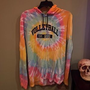 Dyenomite Tie Dye Long Sleeve Lightweight Volleyball Hoodie. Size M.